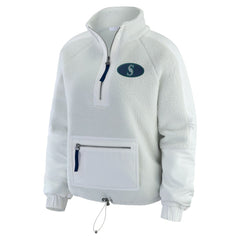 Seattle Mariners WEAR by Erin Andrews Women's Polar Fleece Quarter-Zip Jacket - Gray - MLB Lifestyle