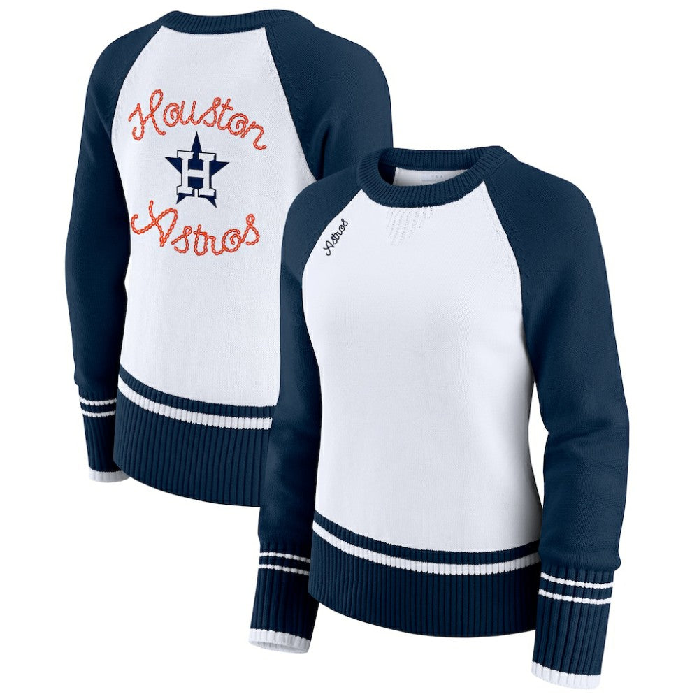 Houston Astros WEAR by Erin Andrews Women's Colorblock Raglan Sweater - White - MLB Sale