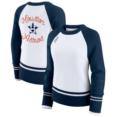 Houston Astros WEAR by Erin Andrews Women's Colorblock Raglan Sweater - White - MLB Sale