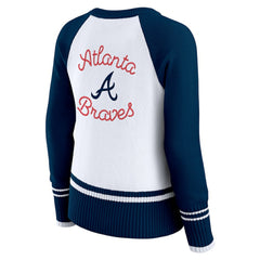 Atlanta Braves WEAR by Erin Andrews Women's Colorblock Raglan Sweater - White - MLB Online