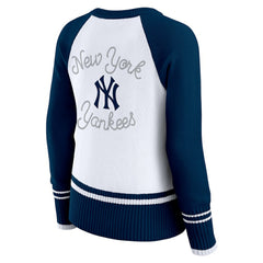 New York Yankees WEAR by Erin Andrews Women's Colorblock Raglan Sweater - White - MLB Discount