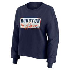 Houston Astros WEAR by Erin Andrews Women's Heavy Rugby Jersey Cropped Long Sleeve T-Shirt & Shorts Lounge Set - Navy - MLB on Sale