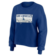 Los Angeles Dodgers WEAR by Erin Andrews Women's Heavy Rugby Jersey Cropped Long Sleeve T-Shirt & Shorts Lounge Set - Royal - MLB on Sale