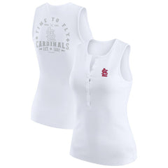 St. Louis Cardinals WEAR by Erin Andrews Women's Rib-Knit Henley Tank Top - White - MLB Online