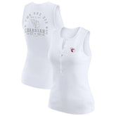 Cleveland Guardians WEAR by Erin Andrews Women's Rib-Knit Henley Tank Top - White - MLB Sale