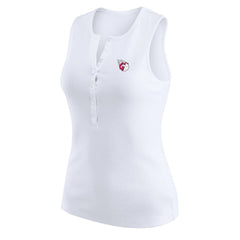 Cleveland Guardians WEAR by Erin Andrews Women's Rib-Knit Henley Tank Top - White - MLB Sale