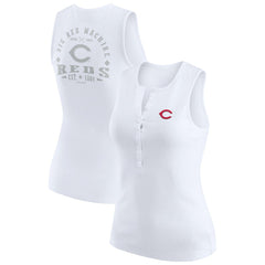 Cincinnati Reds WEAR by Erin Andrews Women's Rib-Knit Henley Tank Top - White - MLB Sale