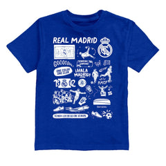 Real Madrid Vive La Fete Youth Impressions Artwork T-Shirt Blue
