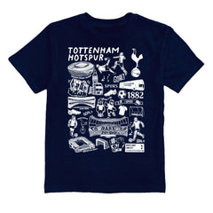 Tottenham Hotspur Vive La Fete Youth Impressions Artwork T-Shirt Navy