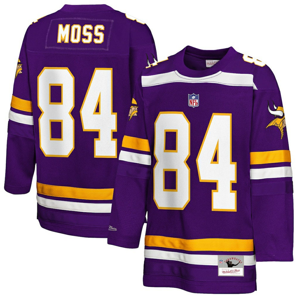 Mitchell & Ness Randy Moss Minnesota Vikings Youth Hockey Fashion Jersey Purple