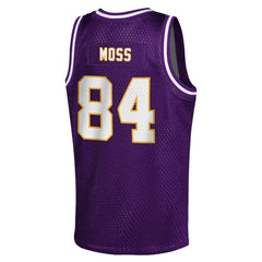 Mitchell & Ness Randy Moss Minnesota Vikings Youth Retired Player NFL Basketball Fashion Jersey Purple