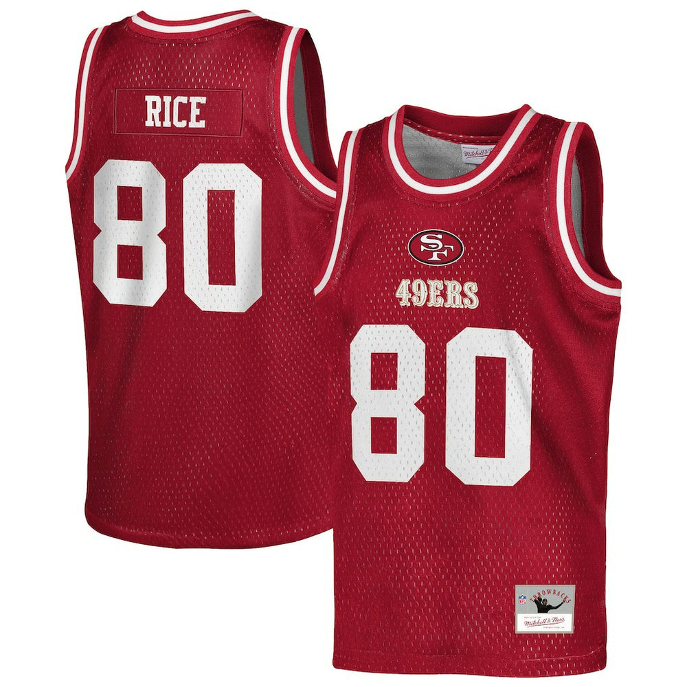 Mitchell & Ness Jerry Rice San Francisco 49ers Youth Retired Player NFL Basketball Fashion Jersey Scarlet