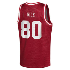 Mitchell & Ness Jerry Rice San Francisco 49ers Youth Retired Player NFL Basketball Fashion Jersey Scarlet