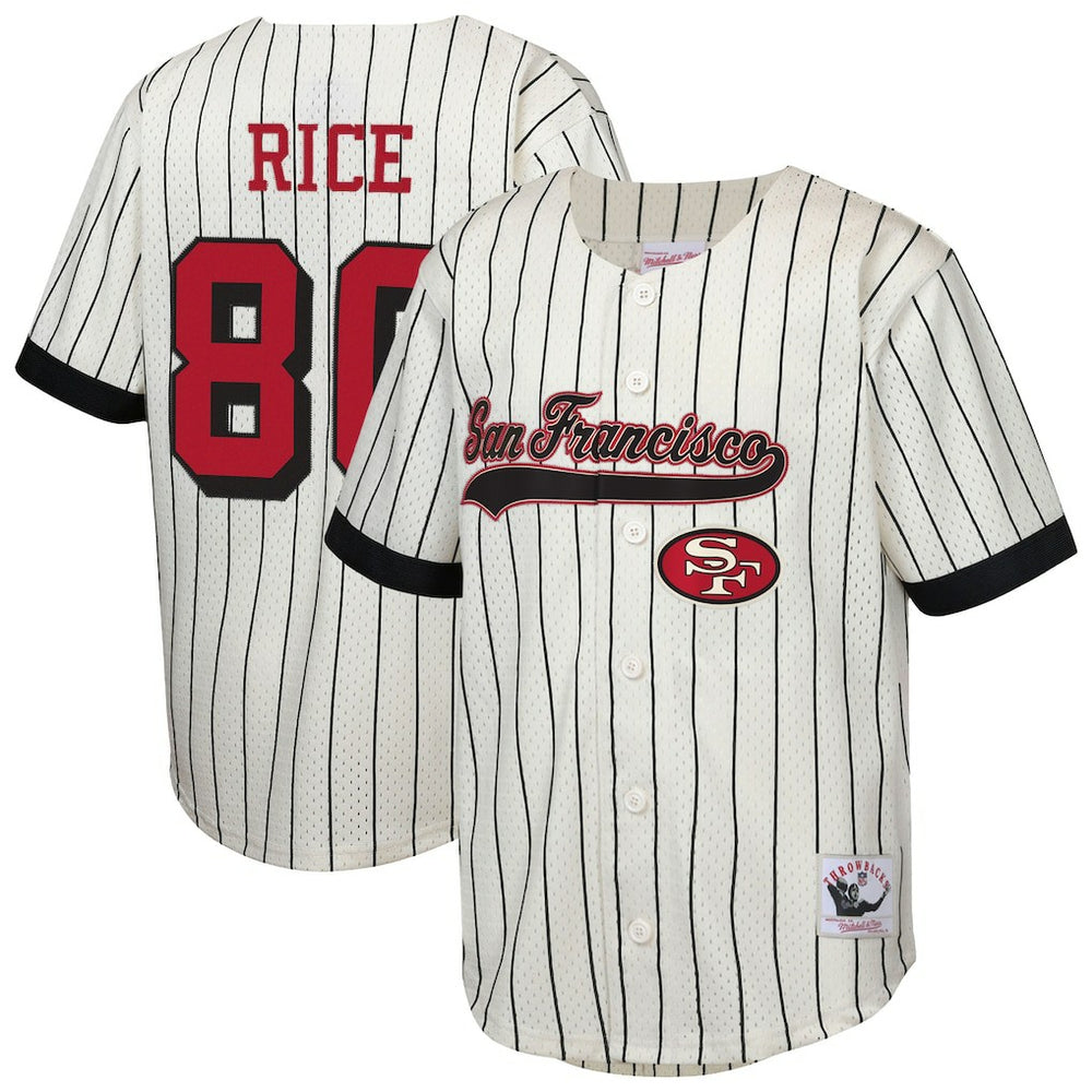 Mitchell & Ness Jerry Rice San Francisco 49ers Youth Retired Player Name & Number Baseball Jersey Cream