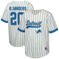 Mitchell & Ness Barry Sanders Detroit Lions Youth Retired Player Name & Number Baseball Jersey Cream