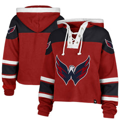 Washington Capitals '47 Women's Cropped Lacer Hoodie - Red - NHL 202773287
