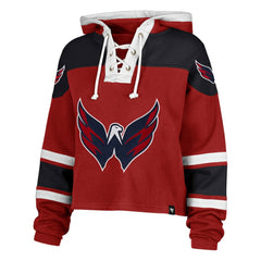 Washington Capitals '47 Women's Cropped Lacer Hoodie - Red - NHL 202773287