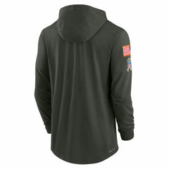 Nike Detroit Lions 2025 Salute to Service Sideline Dri-FIT Lightweight Hooded Pullover Forest Green