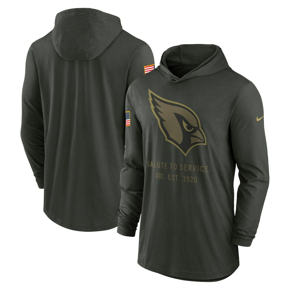 Nike Arizona Cardinals 2025 Salute to Service Sideline Dri-FIT Lightweight Hooded Pullover Forest Green