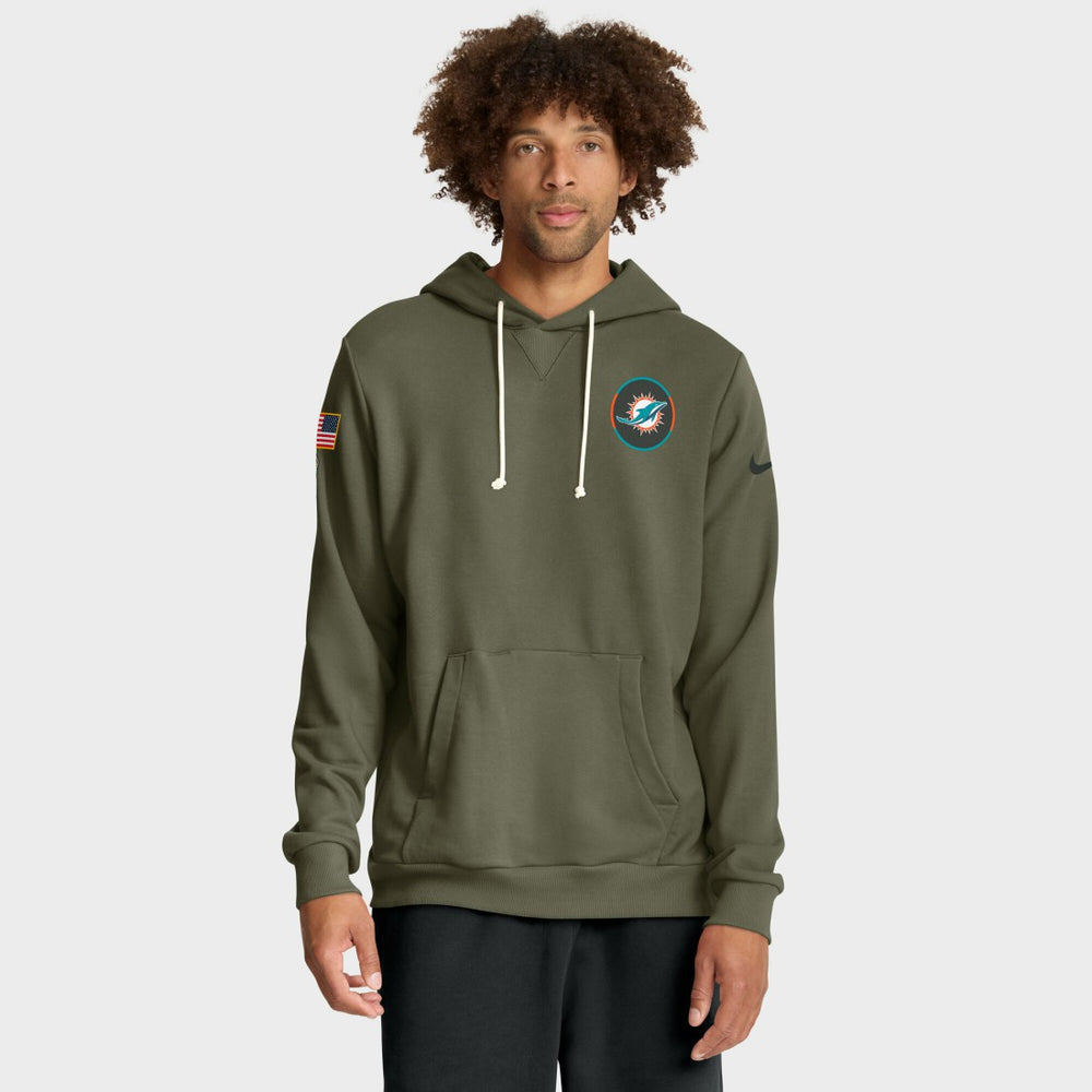 Nike Miami Dolphins 2025 Salute to Service Sideline Standard Issue Dri-FIT Hoodie Olive