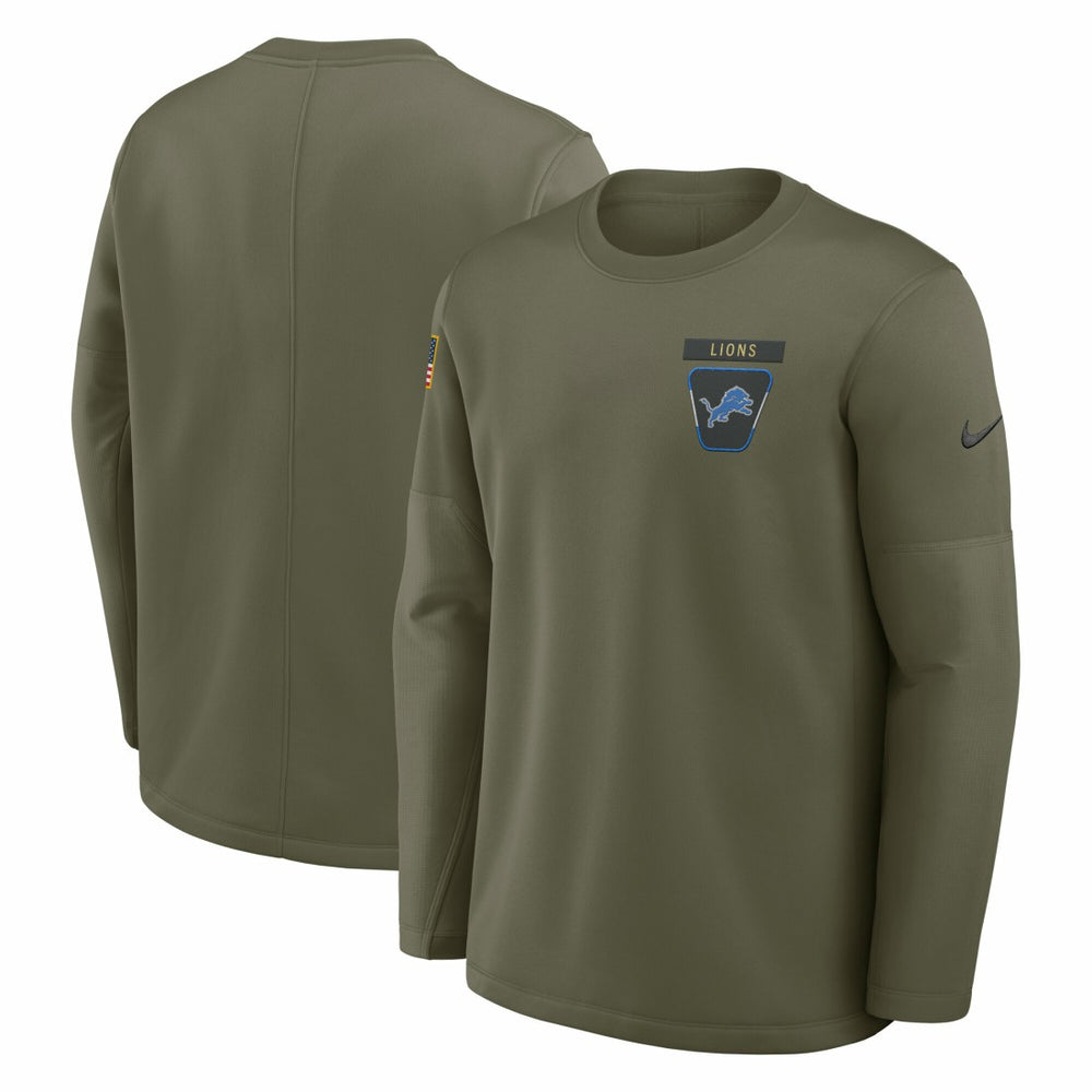 Nike Detroit Lions 2025 Salute to Service Sideline Coaches Therma-FIT Long Sleeve Shirt Olive