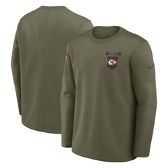 Nike Kansas City Chiefs 2025 Salute to Service Sideline Coaches Therma-FIT Long Sleeve Shirt Olive