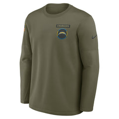 Nike Los Angeles Chargers 2025 Salute to Service Sideline Coaches Therma-FIT Long Sleeve Shirt Olive