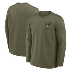 Nike Minnesota Vikings 2025 Salute to Service Sideline Coaches Therma-FIT Long Sleeve Shirt Olive