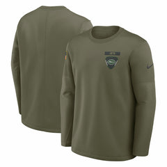 Nike New York Jets 2025 Salute to Service Sideline Coaches Therma-FIT Long Sleeve Shirt Olive