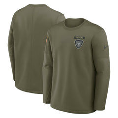 Nike Las Vegas Raiders 2025 Salute to Service Sideline Coaches Therma-FIT Long Sleeve Shirt Olive