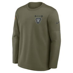 Nike Las Vegas Raiders 2025 Salute to Service Sideline Coaches Therma-FIT Long Sleeve Shirt Olive