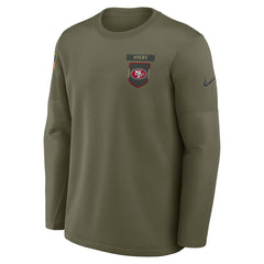 Nike San Francisco 49ers 2025 Salute to Service Sideline Coaches Therma-FIT Long Sleeve Shirt Olive
