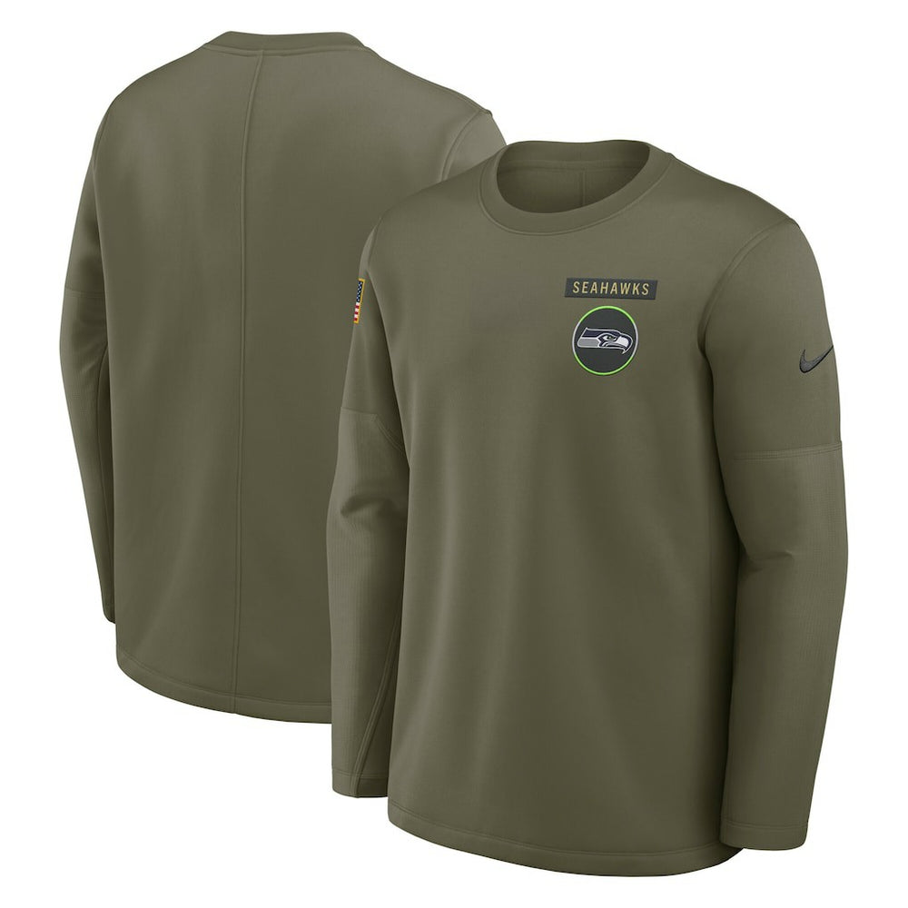Nike Seattle Seahawks 2025 Salute to Service Sideline Coaches Therma-FIT Long Sleeve Shirt Olive