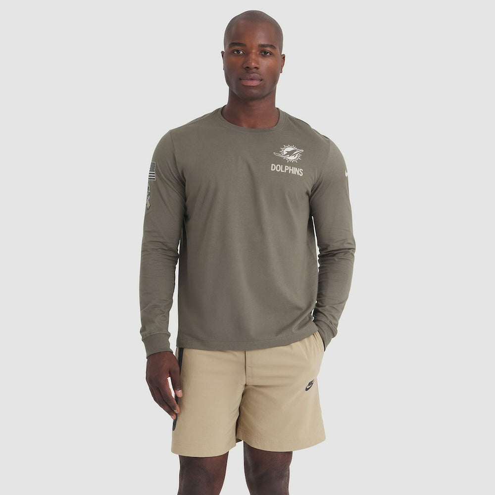 Nike Miami Dolphins 2025 Salute to Service Sideline Long Sleeve T-Shirt Olive