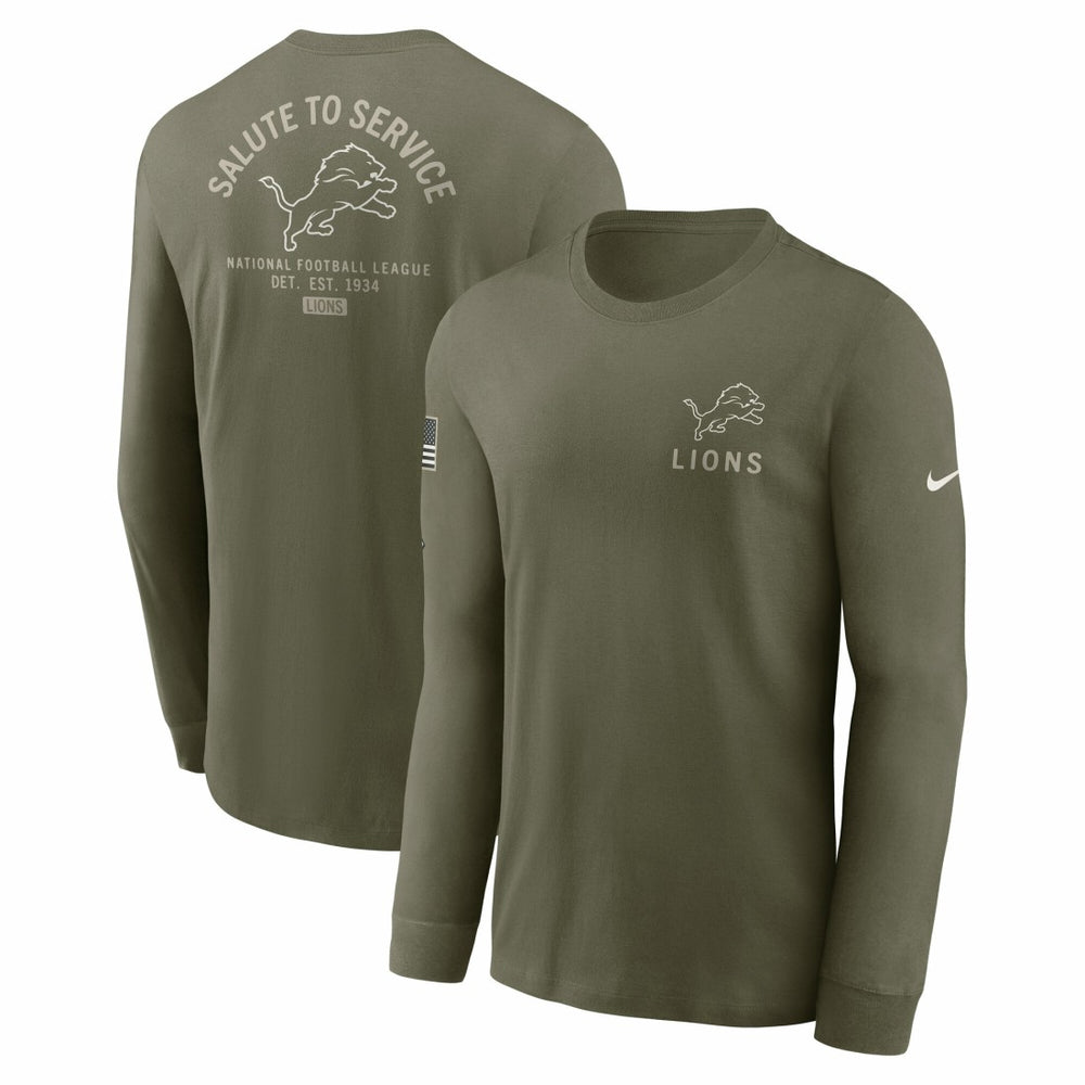 Nike Detroit Lions 2025 Salute to Service Sideline Long Sleeve T-Shirt Olive