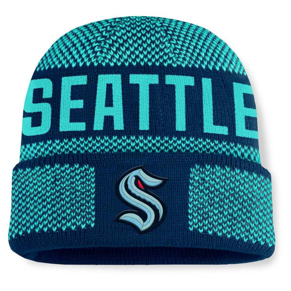 Seattle Kraken Fanatics Fundamentals Shelter Cuffed Knit Hat - Deep Sea Blue/Light Blue - NHL 202777530