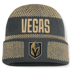 Vegas Golden Knights Fanatics Fundamentals Shelter Cuffed Knit Hat - Charcoal/Gold - NHL 202777536