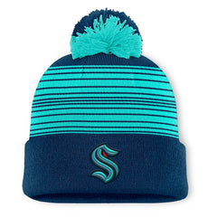 Seattle Kraken Fanatics Fundamental Spirit Cuffed Pom Knit Hat - Deep Sea Blue - NHL 202777570