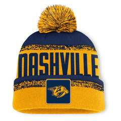 Nashville Predators Fanatics Fundamentals Thrive Cuffed Knit Hat with Pom - Gold/Navy - NHL 202777575