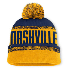 Nashville Predators Fanatics Fundamentals Thrive Cuffed Knit Hat with Pom - Gold/Navy - NHL 202777575