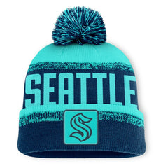 Seattle Kraken Fanatics Fundamentals Thrive Cuffed Knit Hat with Pom - Deep Sea Blue/Light Blue - NHL 202777583
