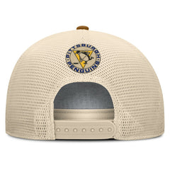 Pittsburgh Penguins Fanatics Heritage Fetch A-Frame Trucker Adjustable Hat - Brown/Cream - NHL 202777712