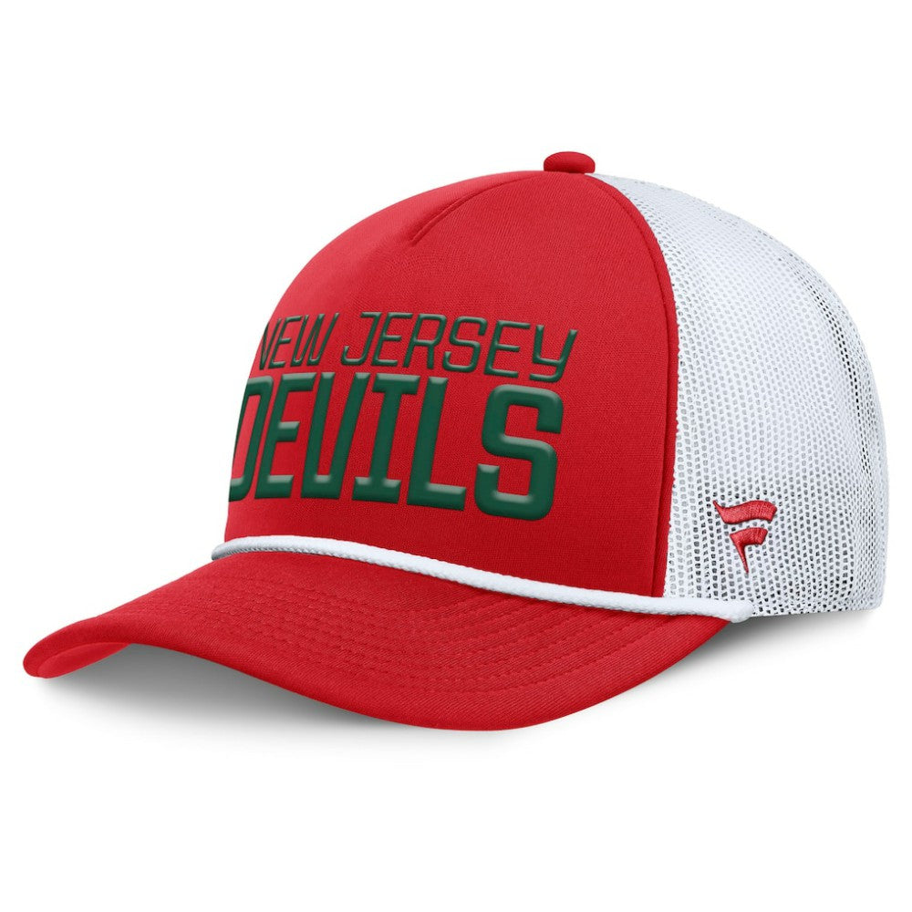 New Jersey Devils Fanatics Heritage Dutch A-Frame Trucker Adjustable Hat - Red/White - NHL 202777752