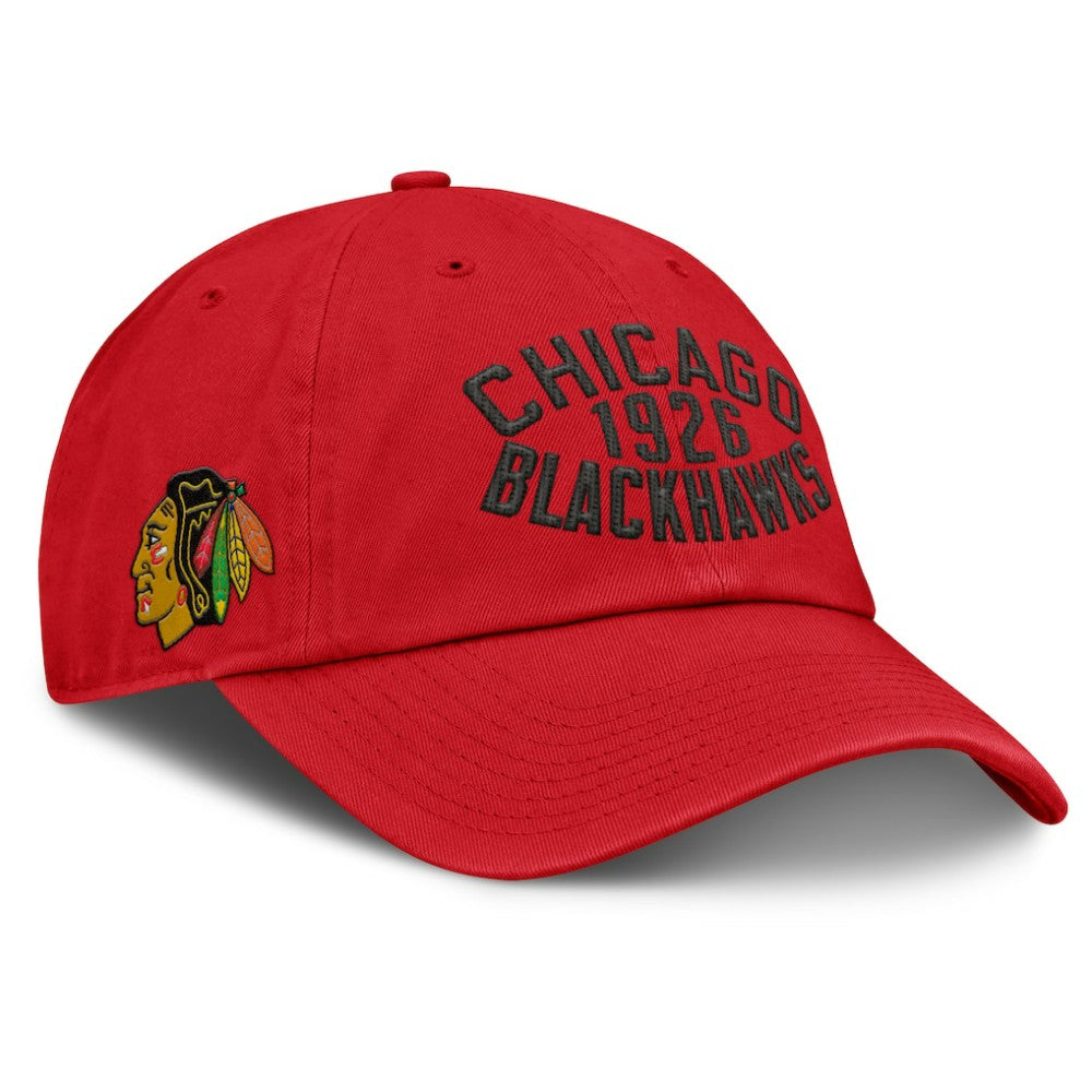 Chicago Blackhawks Fanatics Fundamentals Archer Adjustable Hat - Red - NHL 202777773