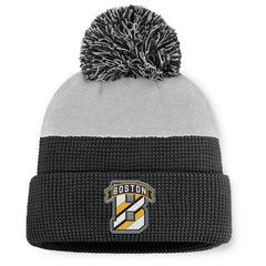 Boston Bruins Fanatics Authentic Pro Home Ice Cuffed Knit Hat with Pom - Black/Gray - NHL 202777817