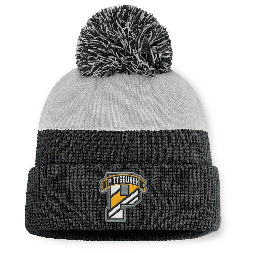 Pittsburgh Penguins Fanatics Authentic Pro Home Ice Cuffed Knit Hat with Pom - Black/Gray - NHL 202777822
