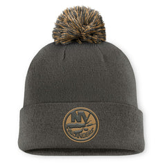 New York Islanders Fanatics Authentic Pro Military Appreciation Cuffed Knit Hat with Pom - Charcoal - NHL 202777898