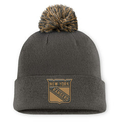 New York Rangers Fanatics Authentic Pro Military Appreciation Cuffed Knit Hat with Pom - Charcoal - NHL 202777899