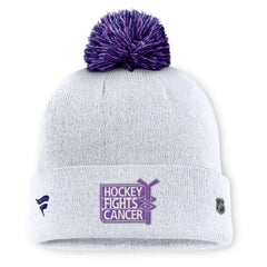 New York Rangers Fanatics Authentic Pro Hockey Fights Cancer Cuffed Knit Hat with Pom - White - NHL 202777934