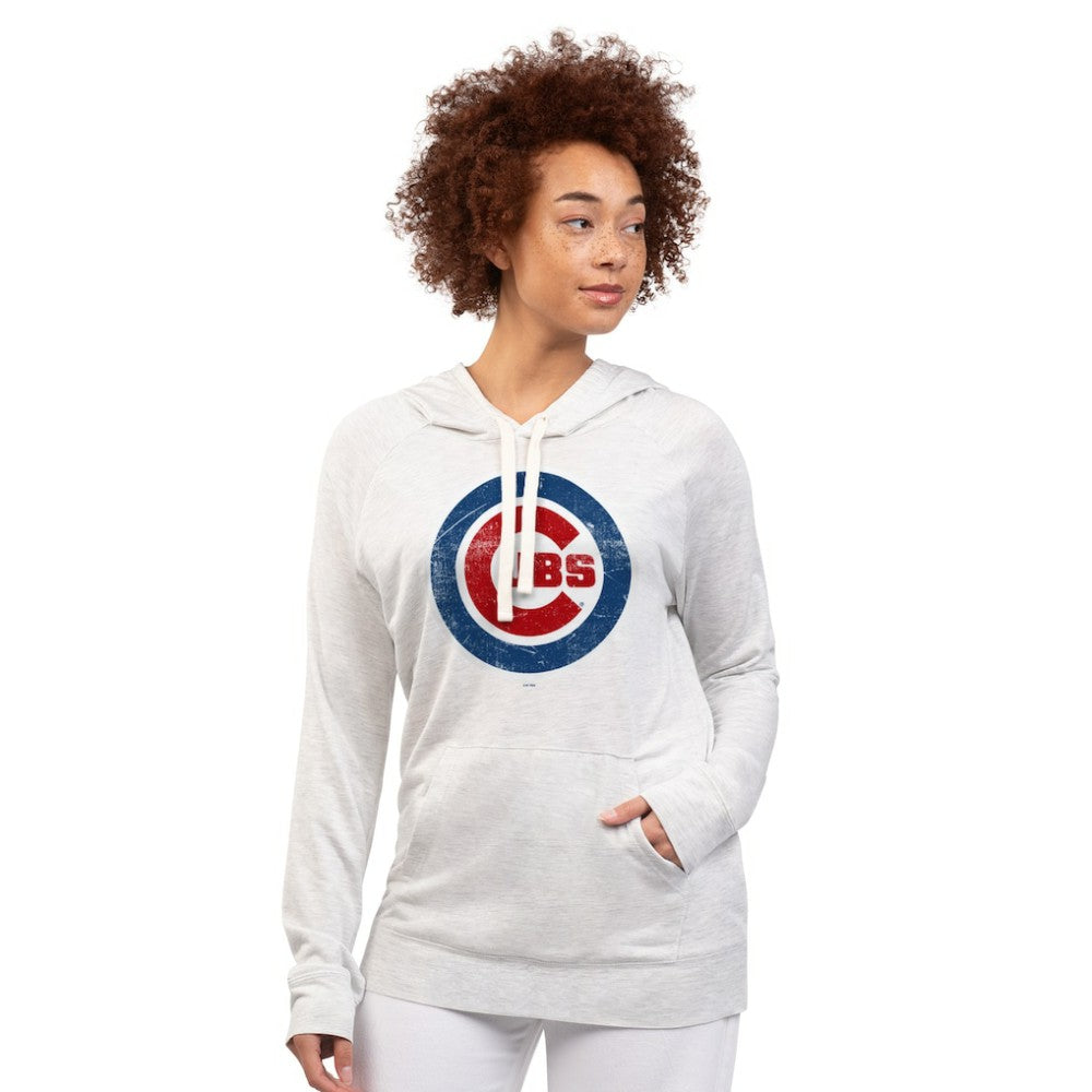Chicago Cubs G-III 4Her by Carl Banks Women's Pregame Pullover Hoodie - Oatmeal - MLB Sale